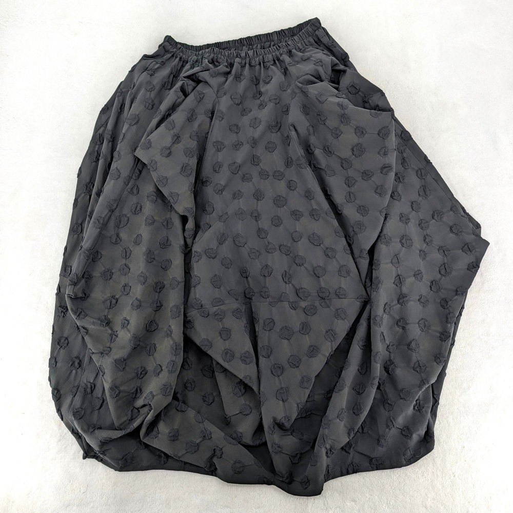 Kedem Sasson Charcoal Green Textured Clip Dot Balloon Skirt Lagenlook OS Israel